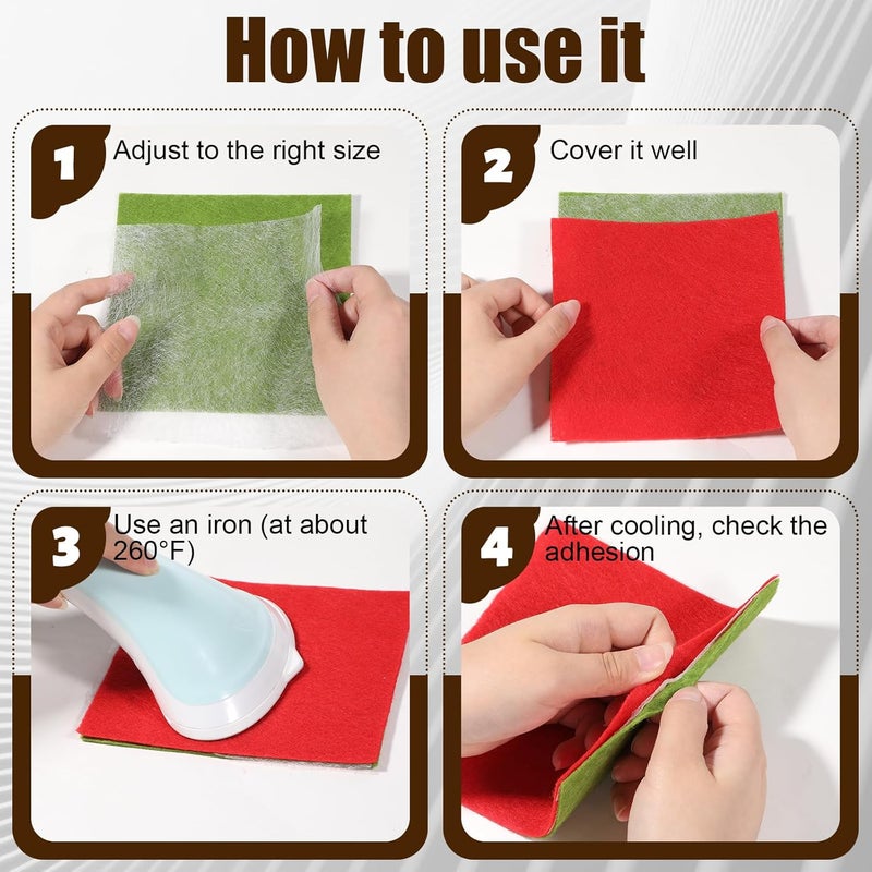 Bruislard Double Sided Fusible Web 19.69in x 5.5yd White Iron-On Adhesive Non-Woven Fusible Interfacing Light Weight Bonding Web for Fabric Applique Sewing DIY Crafts Supplies - Image 4
